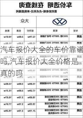 汽车报价大全的车价靠谱吗,汽车报价大全价格是真的吗