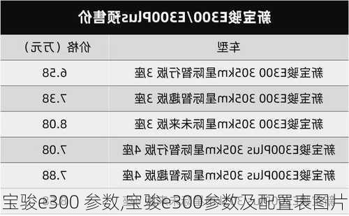 宝骏e300 参数,宝骏e300参数及配置表图片