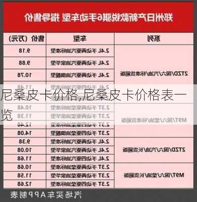 尼桑皮卡价格,尼桑皮卡价格表一览