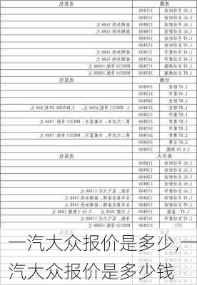 一汽大众报价是多少,一汽大众报价是多少钱