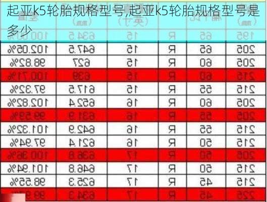 起亚k5轮胎规格型号,起亚k5轮胎规格型号是多少