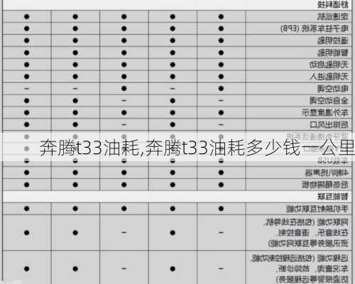 奔腾t33油耗,奔腾t33油耗多少钱一公里