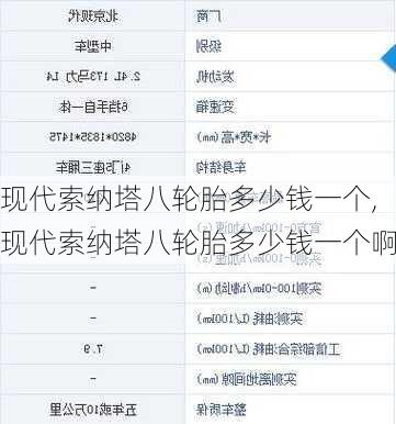现代索纳塔八轮胎多少钱一个,现代索纳塔八轮胎多少钱一个啊