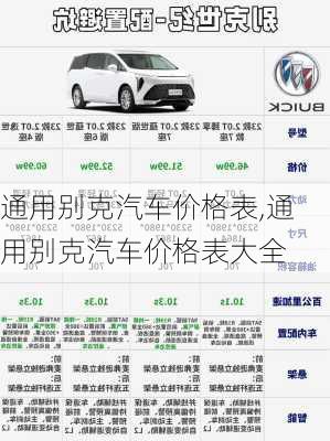 通用别克汽车价格表,通用别克汽车价格表大全