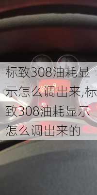 标致308油耗显示怎么调出来,标致308油耗显示怎么调出来的