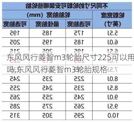 东风风行菱智m3轮胎尺寸225可以用吗,东风风行菱智m3轮胎规格