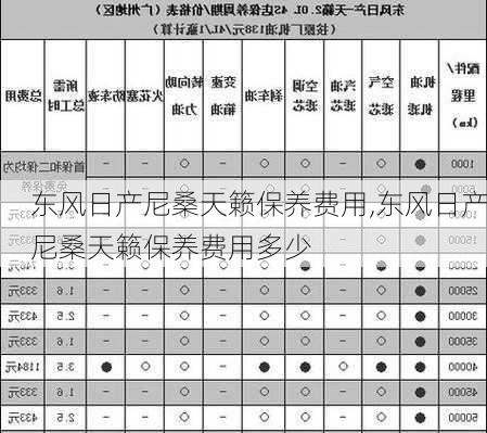 东风日产尼桑天籁保养费用,东风日产尼桑天籁保养费用多少