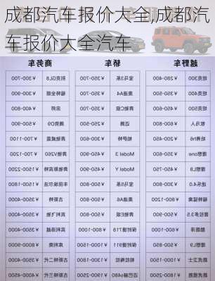 成都汽车报价大全,成都汽车报价大全汽车
