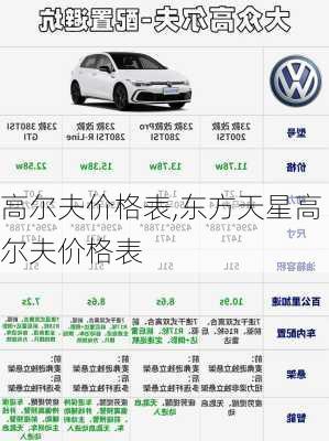 高尔夫价格表,东方天星高尔夫价格表