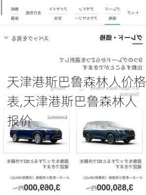 天津港斯巴鲁森林人价格表,天津港斯巴鲁森林人报价
